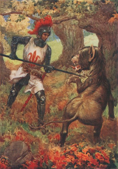 Sir Calidore en het Schaamteloze Beest, uit The Faerie Queene door Edmund Spenser door Frank Adams